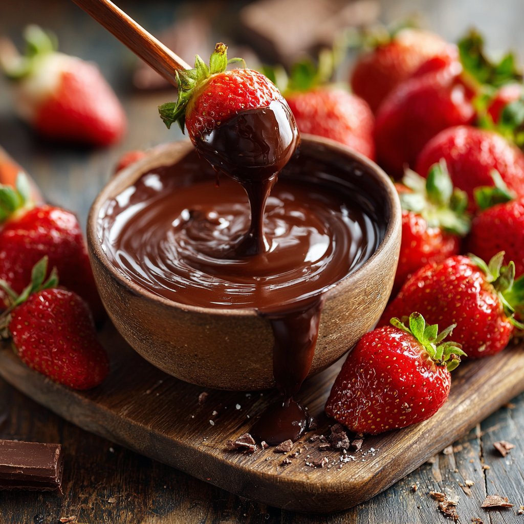 Schokoladenfondue mit Erdbeeren