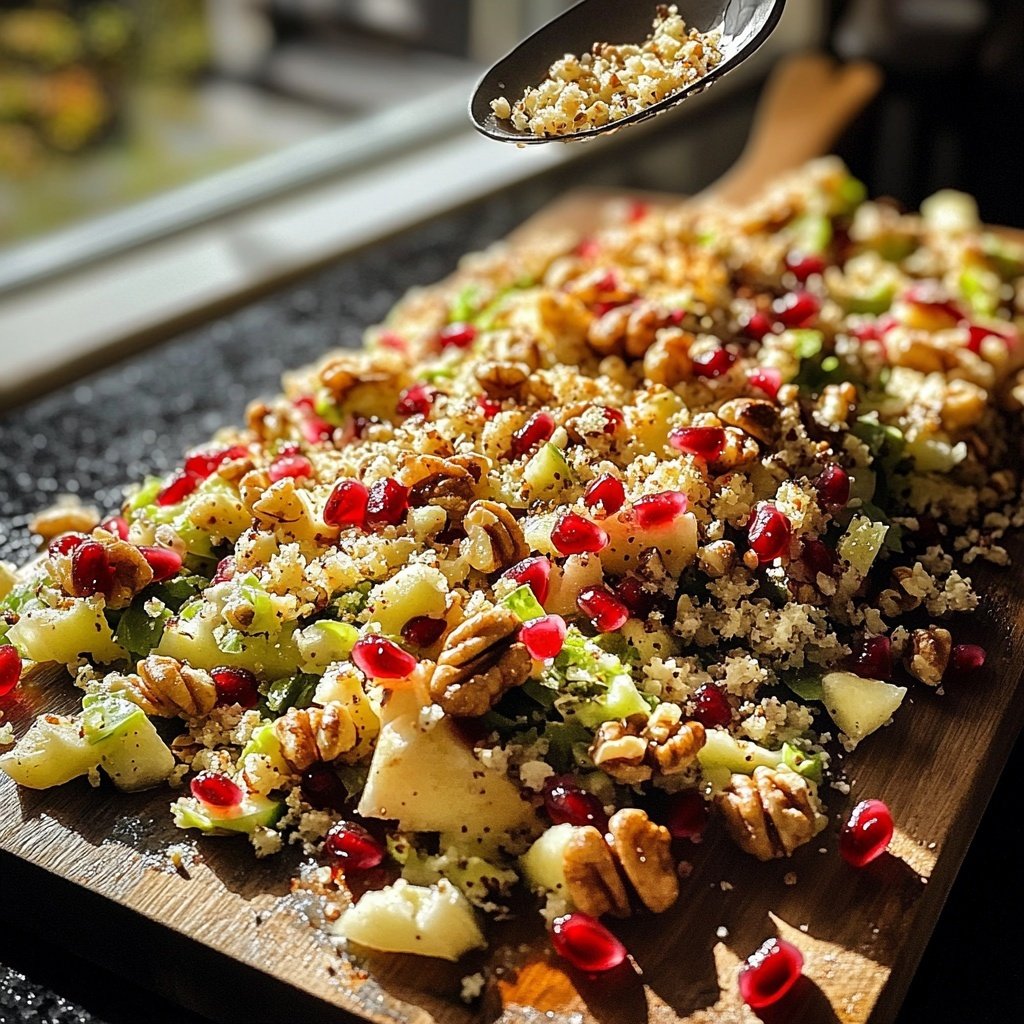 Grünkohlsalat mit Granatapfel und Walnüssen